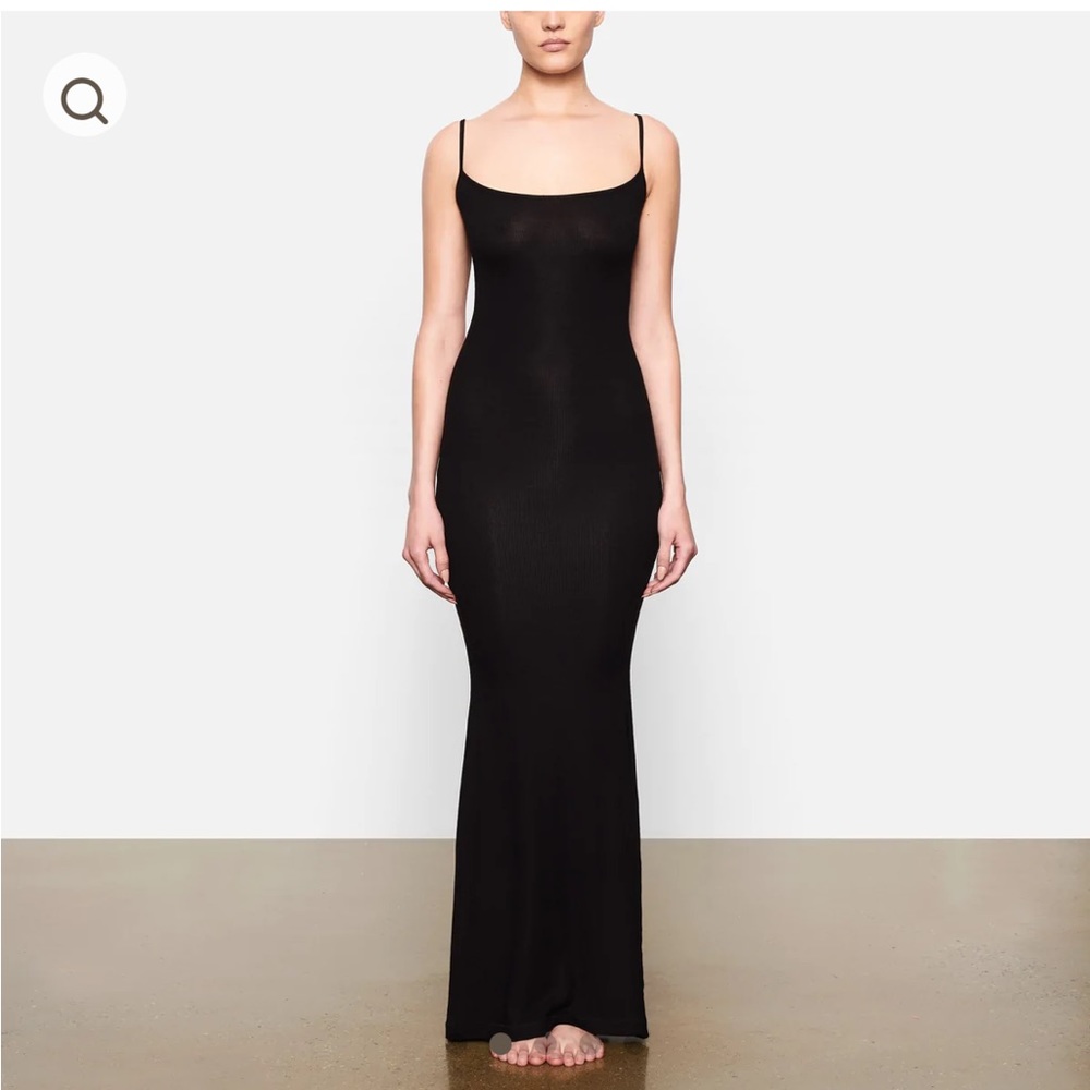 SKIMS - Soft Lounge ribbed stretch-modal maxi slip dress - Onyx -Black - S